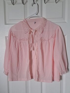 Vintage Kaymar Pink Sheer Lace Lingerie Top